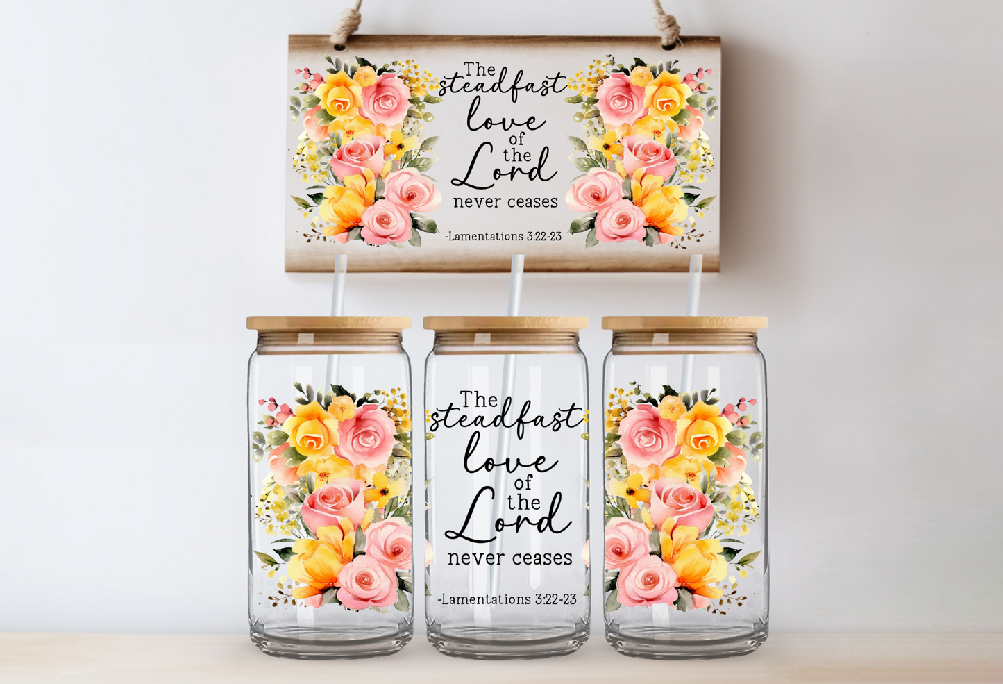 UVDTF 16oz CUP WRAP -Steadfast Love Blooms