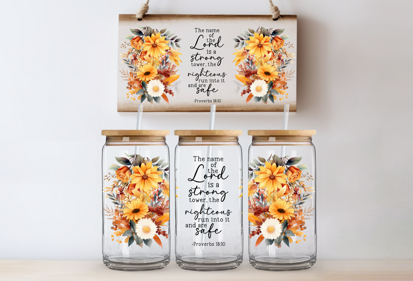 UVDTF 16oz CUP WRAP -Strong Tower Sunflower Garden