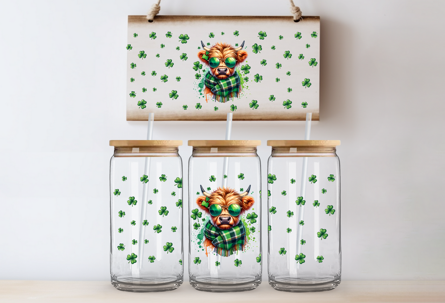 UVDTF 16oz CUP WRAP -St Patricks Day Cow