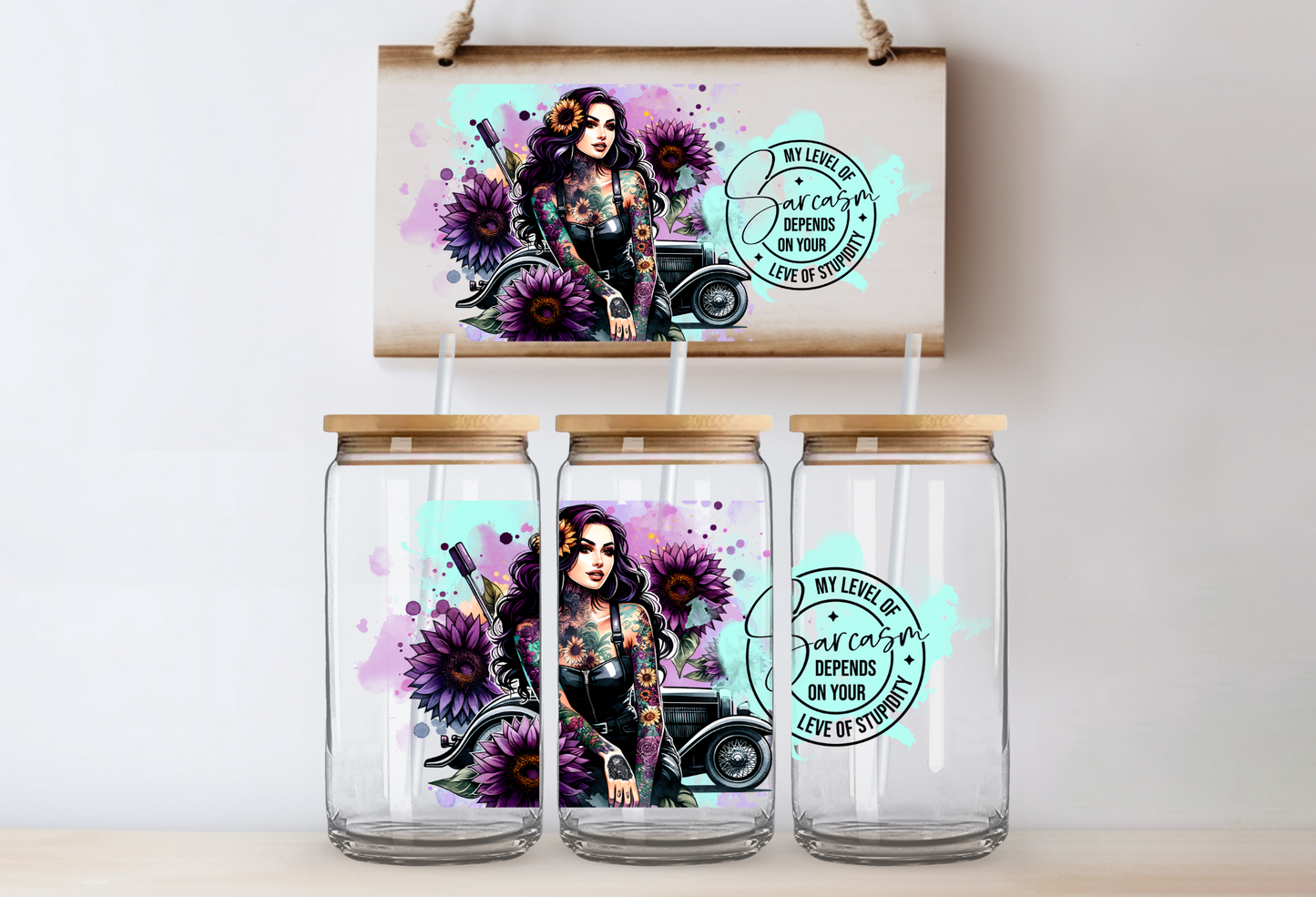 UVDTF 16oz CUP WRAP -My Level of Sarcasm