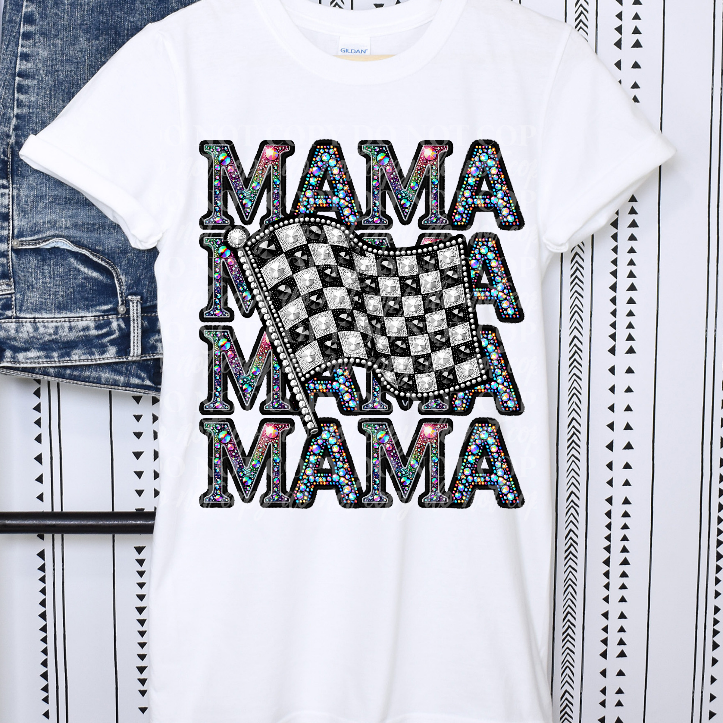 Race Mama Rhinestone Stacked – 208 Custom Designs