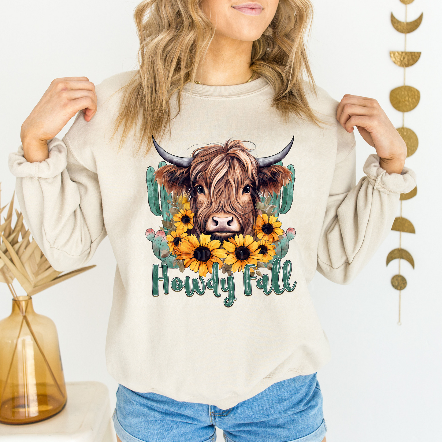 Howdy Fall-Sunflowers and Cow