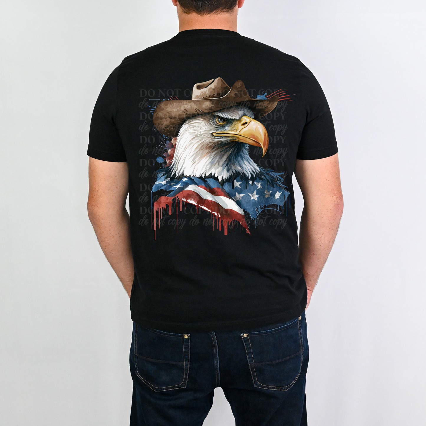 Patriotic Eagle wearing cowboy hat