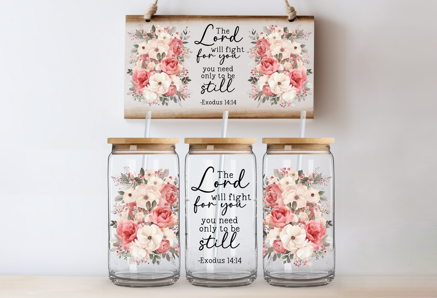 UVDTF 16oz CUP WRAP -Be Still Blossom Arrangement