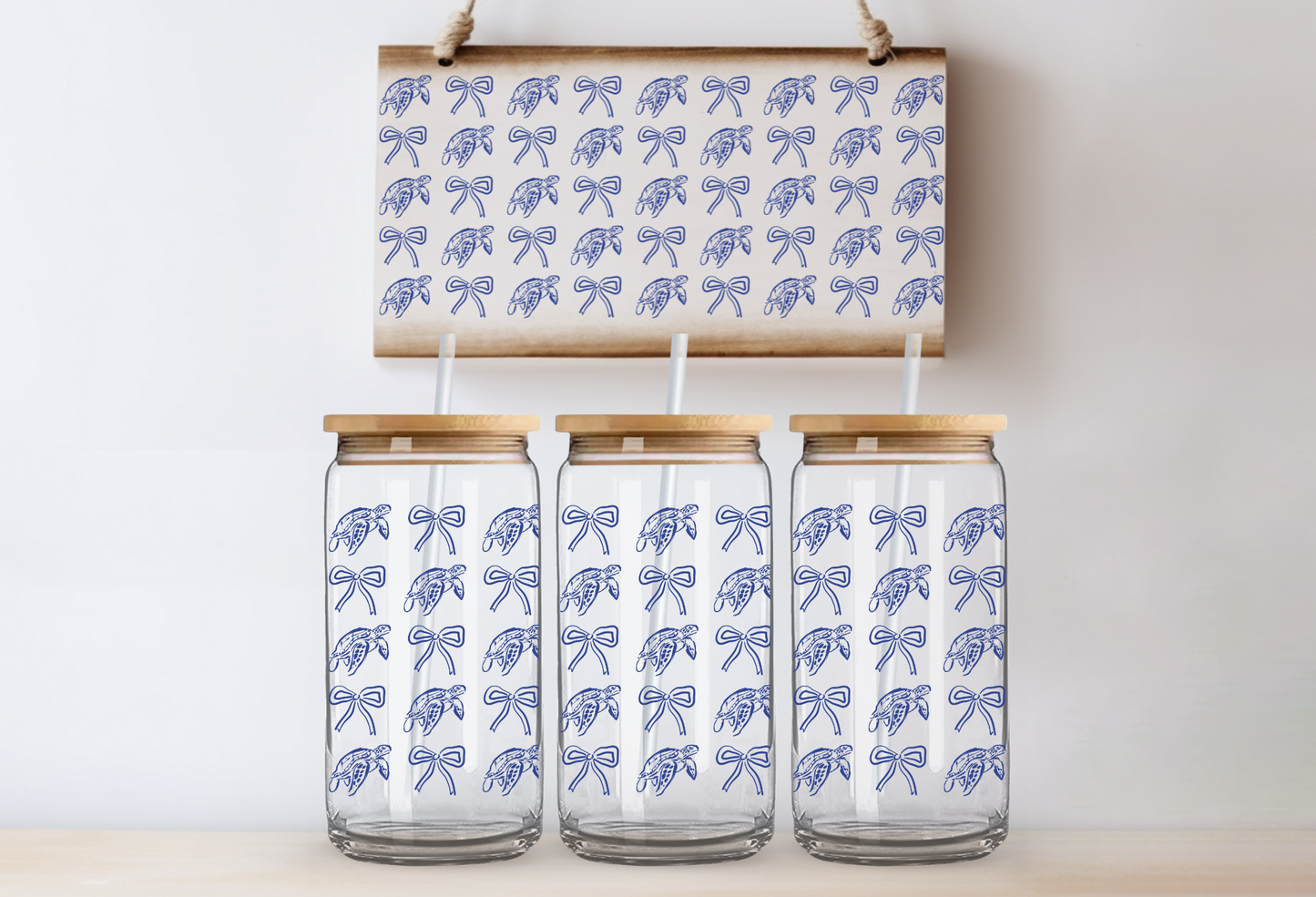 UVDTF 16oz CUP WRAP - Sea Turtles and Bows