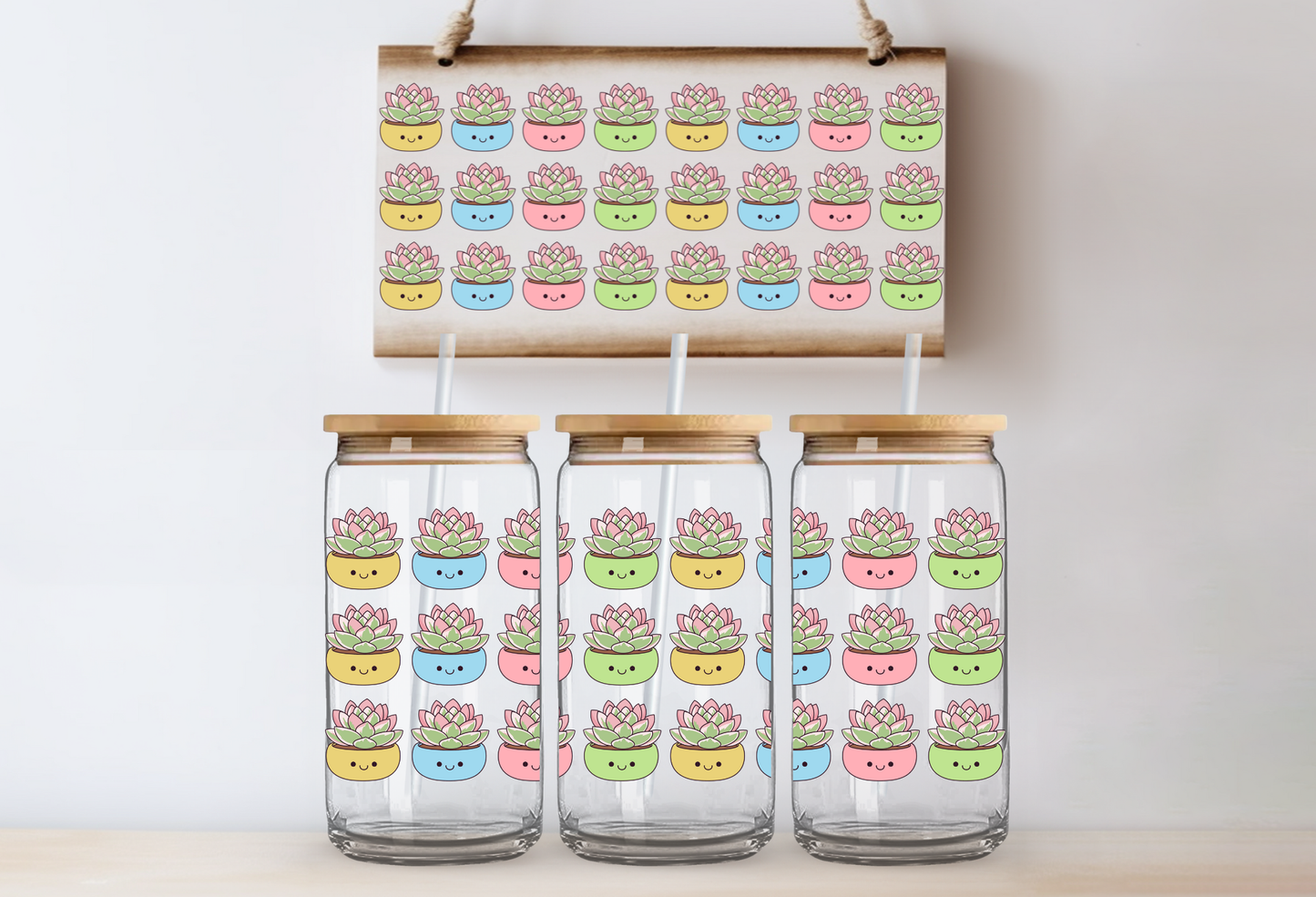 UVDTF 16oz CUP WRAP - Potted Succulents