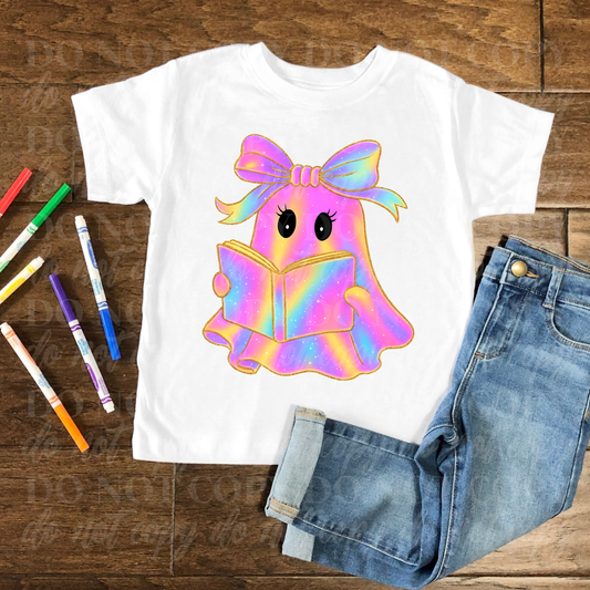 Pink Iridescent Ghost Reading Book