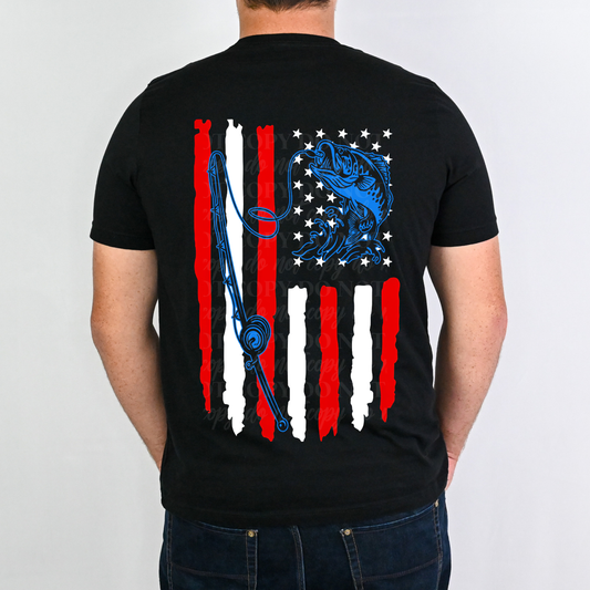 American Flag- blue fish