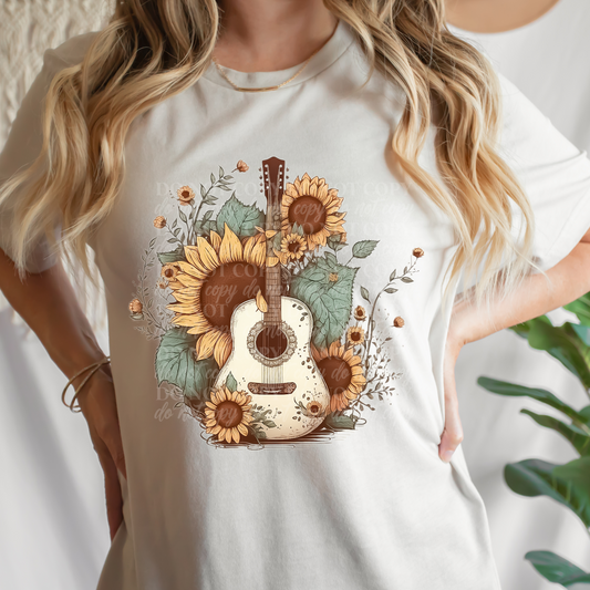 Guitar and Sunflowers