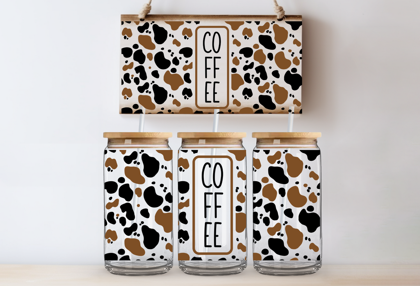 UVDTF 16oz CUP WRAP - Coffee Cow Print