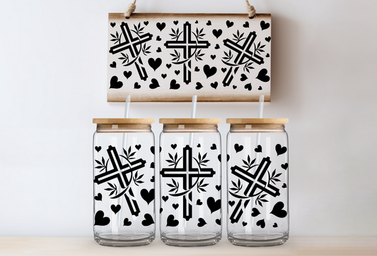 UVDTF 16oz CUP WRAP - Crosses & Hearts