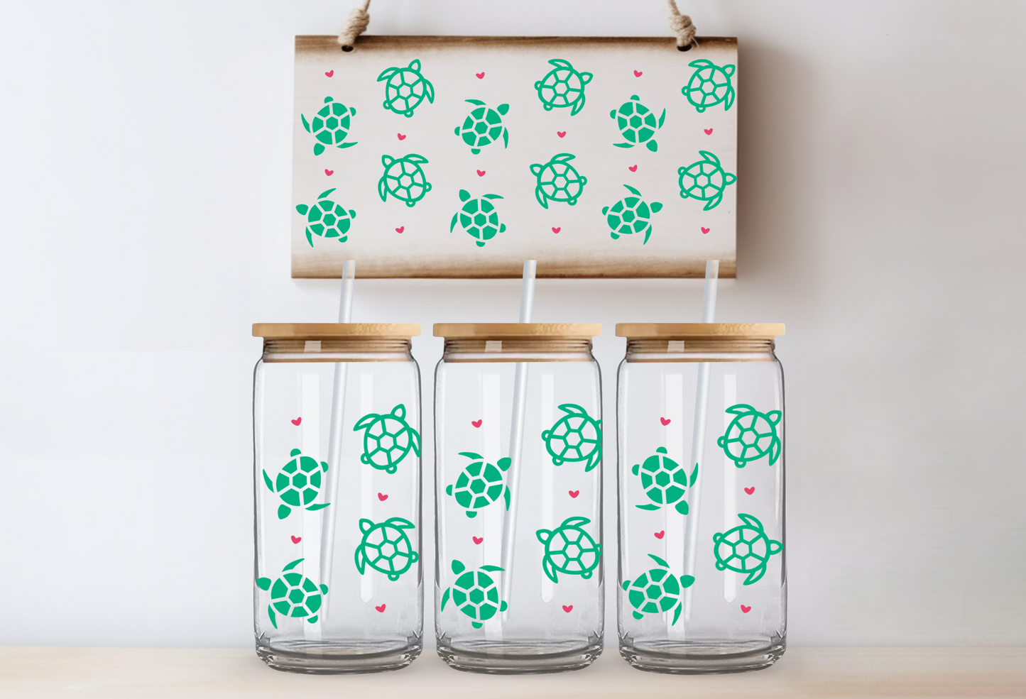 UVDTF 16oz CUP WRAP - Sea Turtles & Hearts
