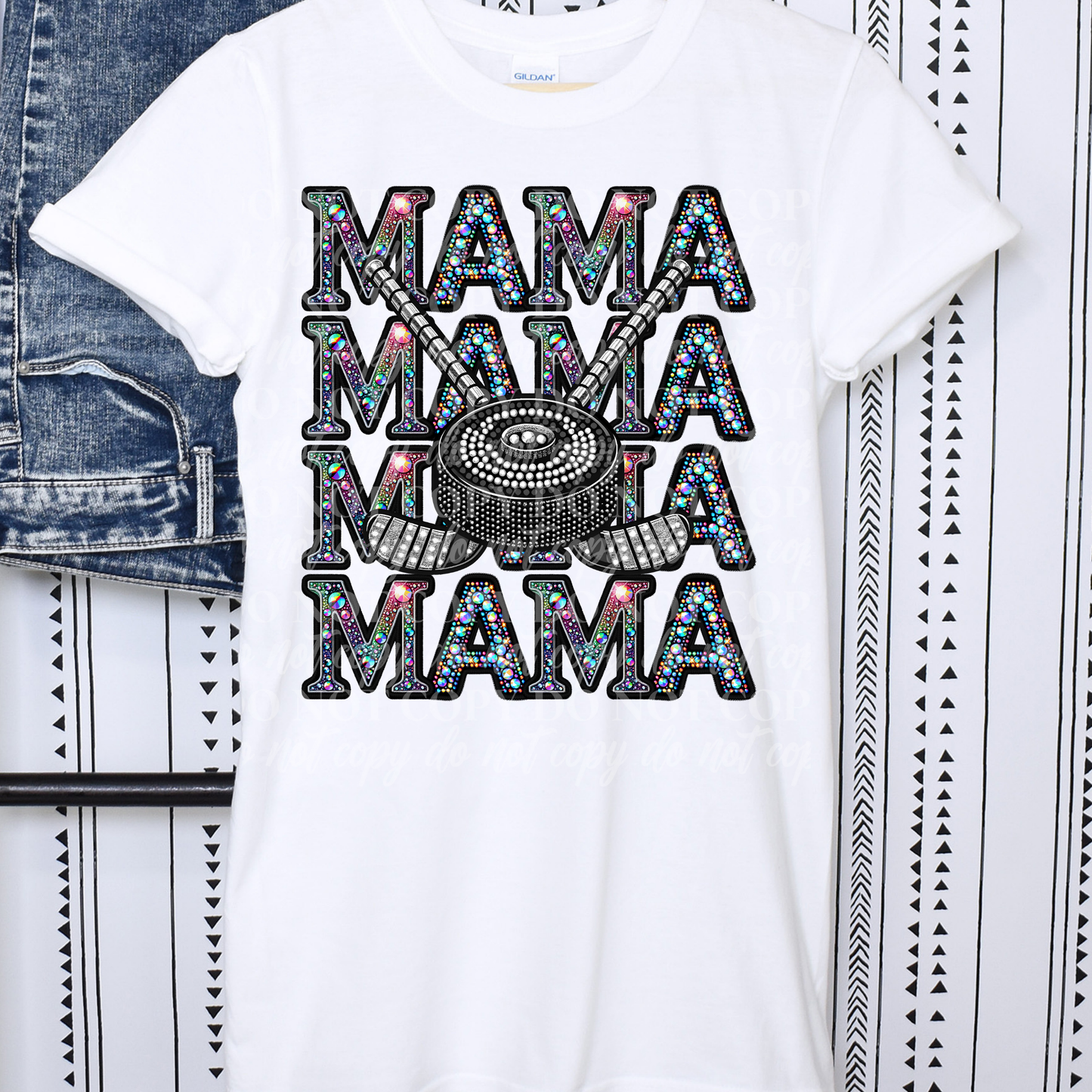 Mama Stack Colorful Rhinestone- Hockey