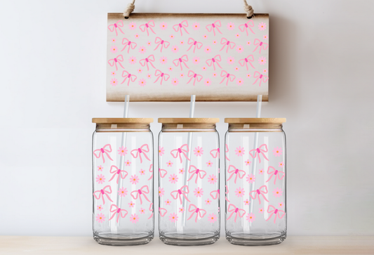 UVDTF 16oz CUP WRAP - Pink Bows & Daisies