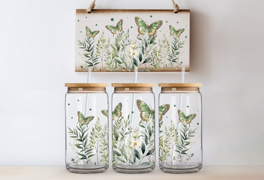 UVDTF 16oz CUP WRAP - Green Butterflies