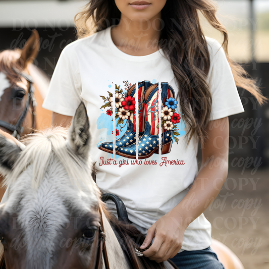 Just A Girl Who Loves America-Cowgirl Boots