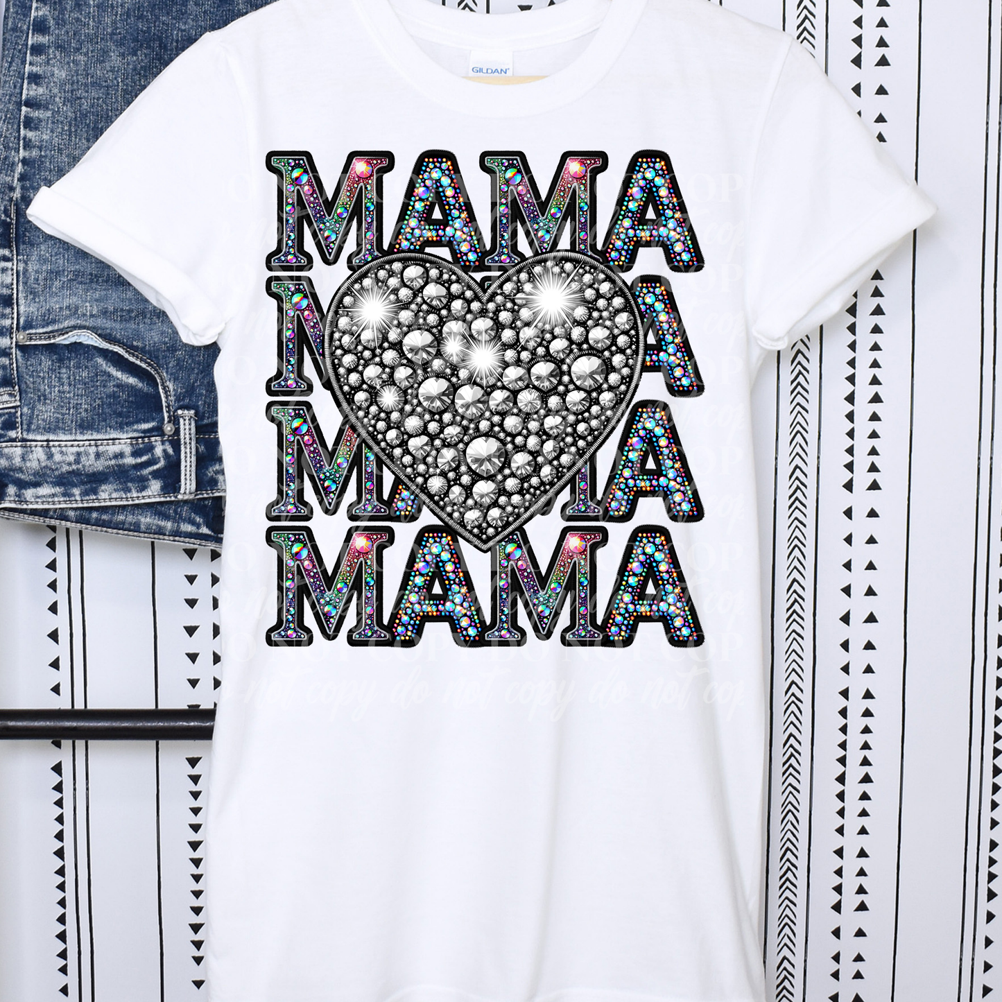 Mama Stack Colorful Rhinestone- Heart