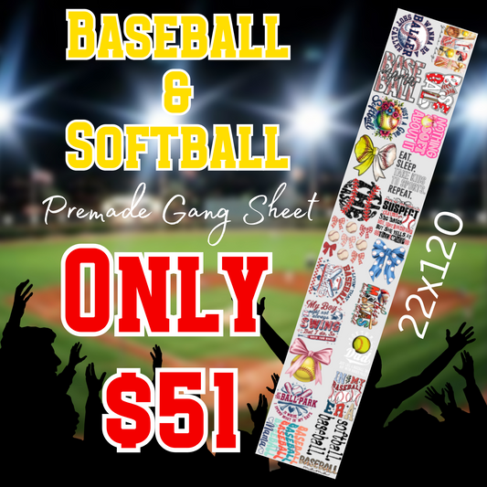 Baseball & Softball 22x120 Premade Gang Sheet