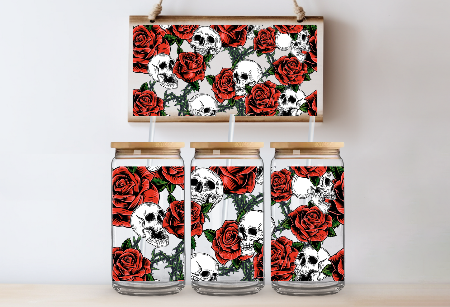 UVDTF 16oz CUP WRAP -Skulls & Roses