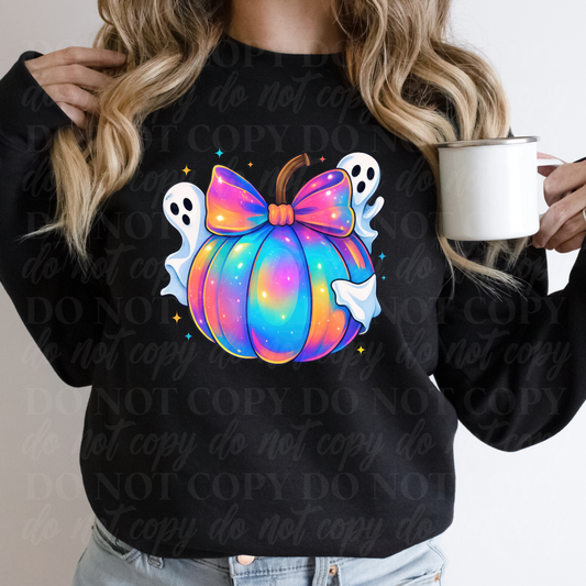 Colorful Pumpkin With Ghosts