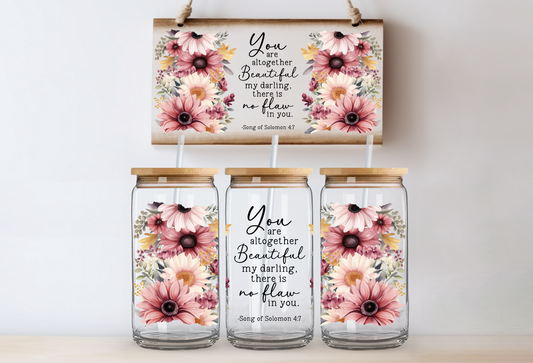 UVDTF 16oz CUP WRAP -Beautiful Darling Pink Bouquet