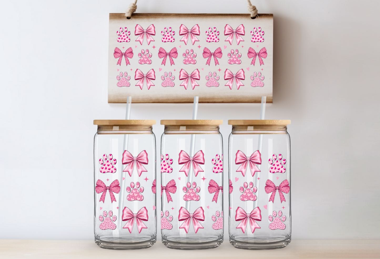 UVDTF 16oz CUP WRAP - Paws and Bows