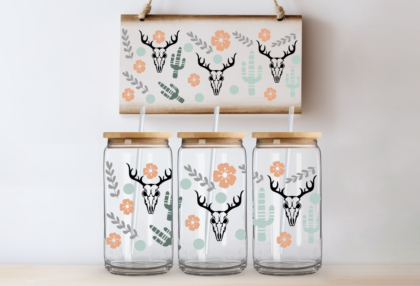 UVDTF 16oz CUP WRAP - Skulls and Cacti