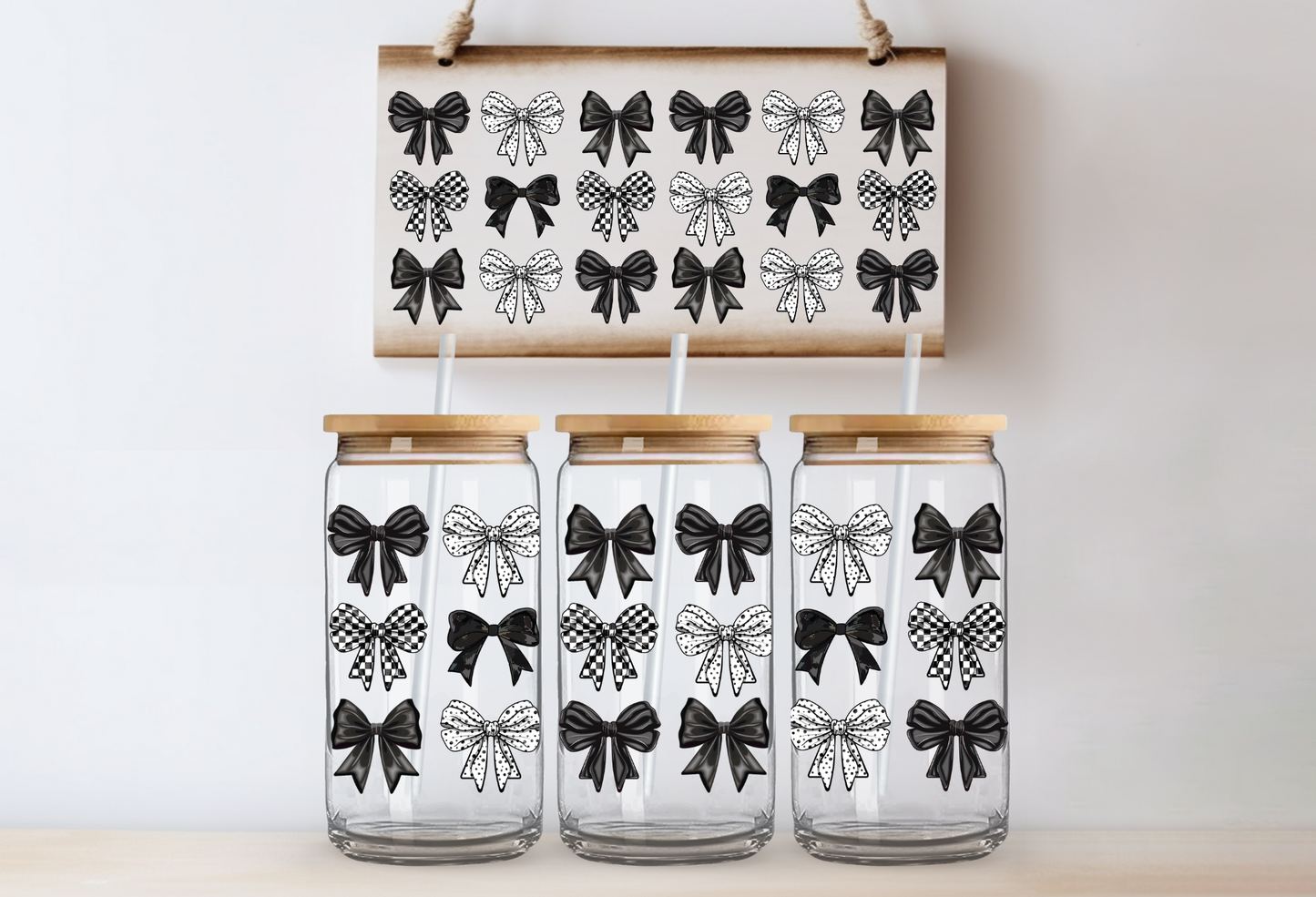 UVDTF 16oz CUP WRAP - Black Bows