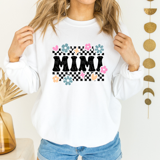 MIMI-Retro flower checkered