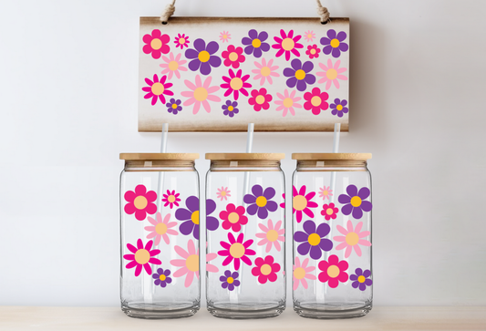 UVDTF 16oz CUP WRAP - Ponk Purple Flowers