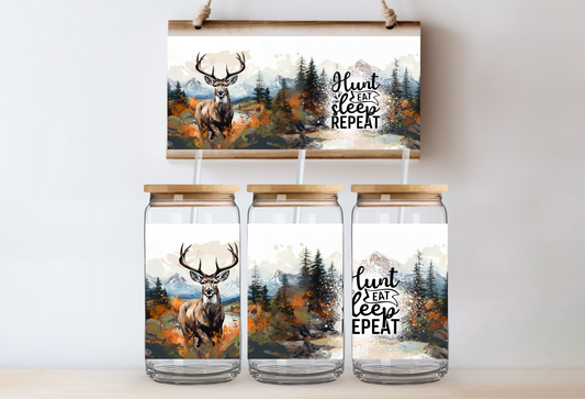 UVDTF 16oz CUP WRAP - Hunt Eat Sleep Repeat Deer
