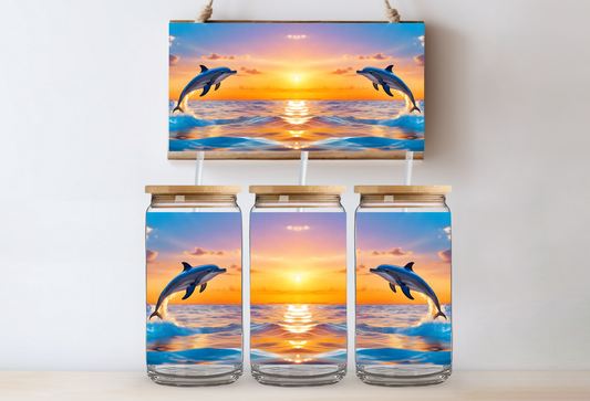 UVDTF 16oz CUP WRAP -Dolphins Sunset
