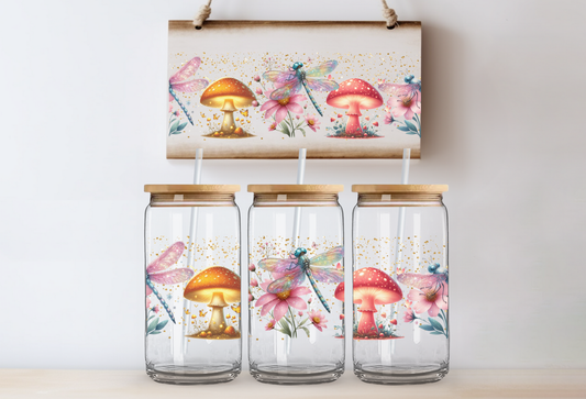 UVDTF 16oz CUP WRAP -Dragonflies & Mushrooms