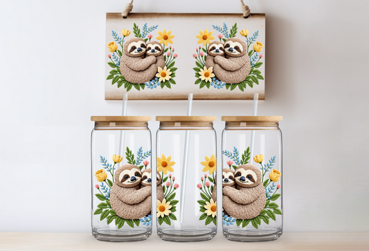 UVDTF 16oz CUP WRAP -3D Crochet Sloth