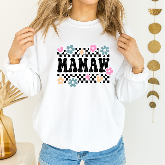 MAMAW-Retro flower checkered