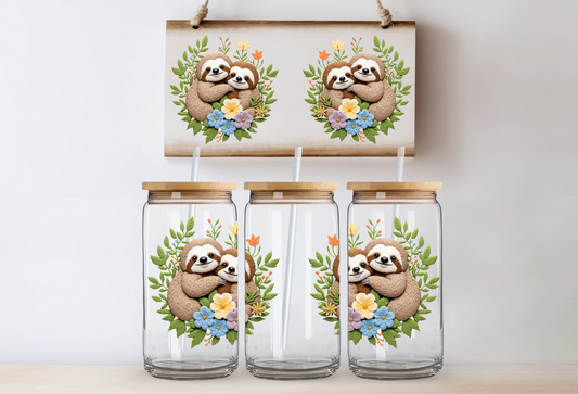 UVDTF 16oz CUP WRAP -3D Crochet Sloth 2