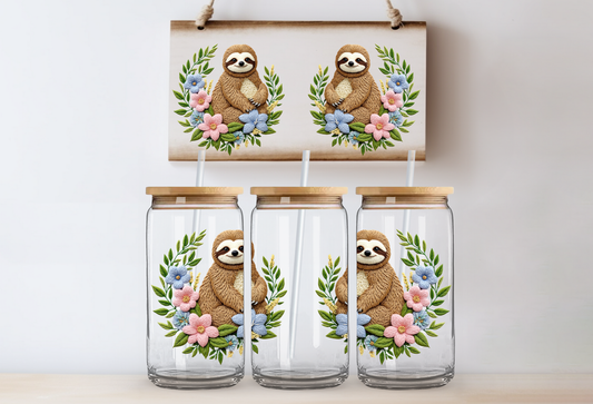 UVDTF 16oz CUP WRAP -3D Crochet Sloth 3