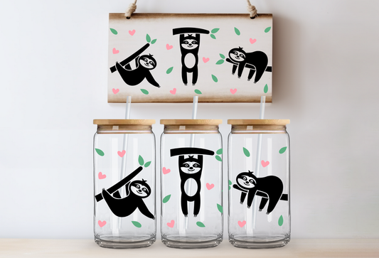 UVDTF 16oz CUP WRAP - Sloth and Hearts