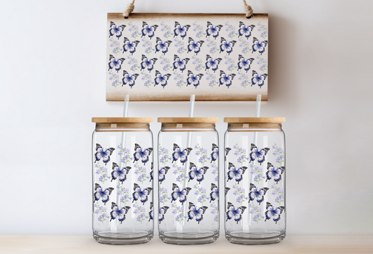 UVDTF 16oz CUP WRAP -Purple Butterflies and Flowers