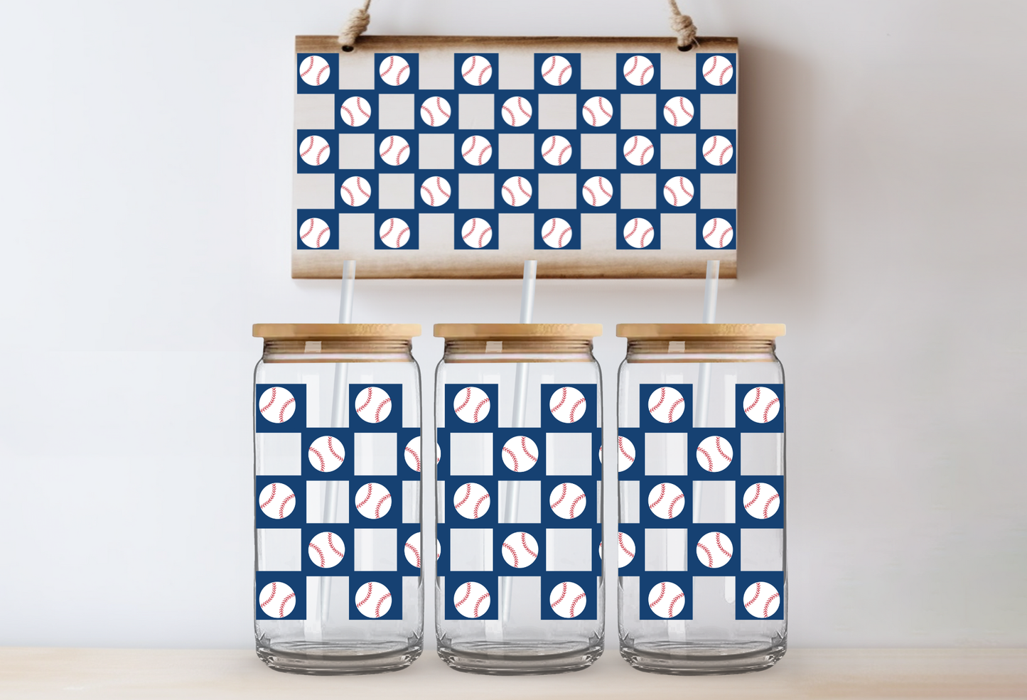 UVDTF 16oz CUP WRAP -Checker Baseball