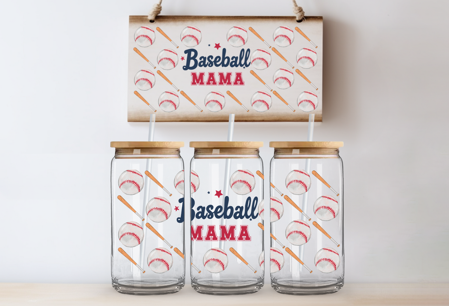 UVDTF 16oz CUP WRAP -Baseball Mama Baseballs and Bats