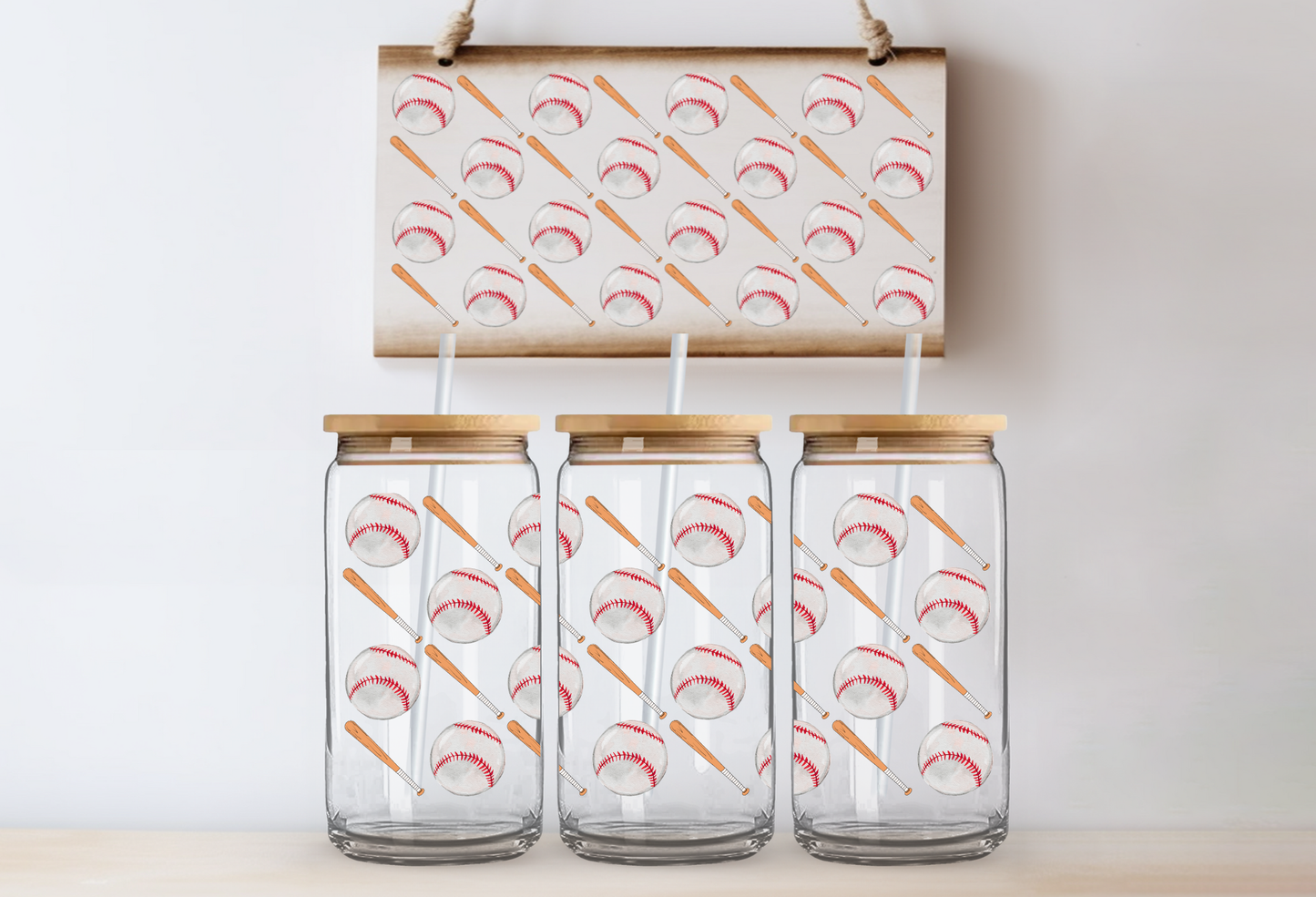 UVDTF 16oz CUP WRAP -Baseballs and Bats