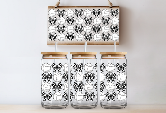 UVDTF 16oz CUP WRAP -Volleyballs and Bows