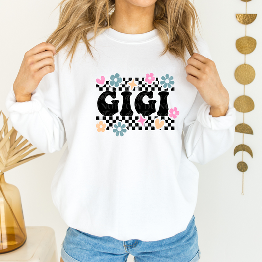 GIGI-Retro flower checkered