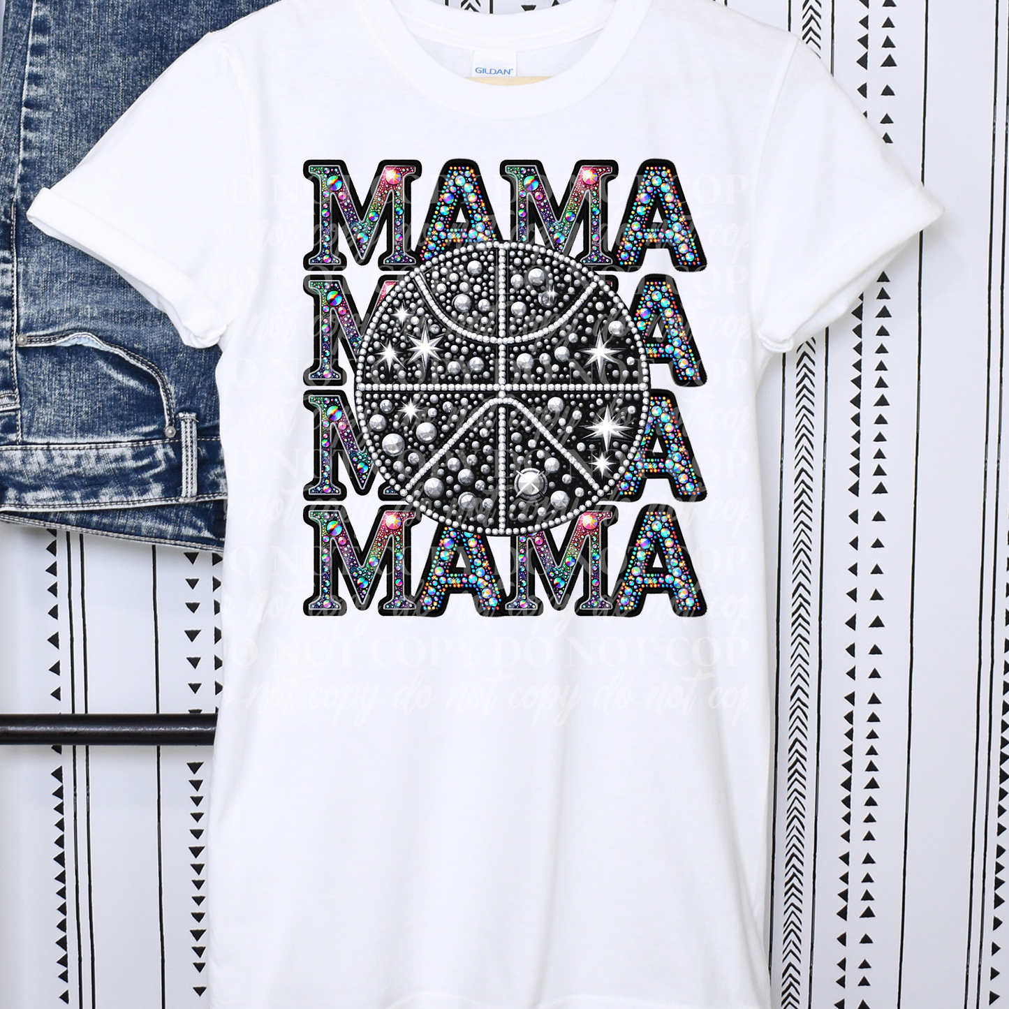 Mama Stack Colorful Rhinestone- Basketball