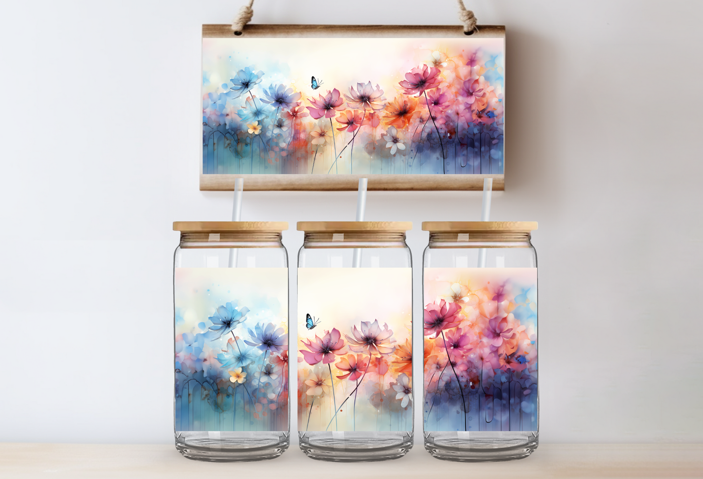 UVDTF 16oz CUP WRAP -Dreamy Watercolor Garden