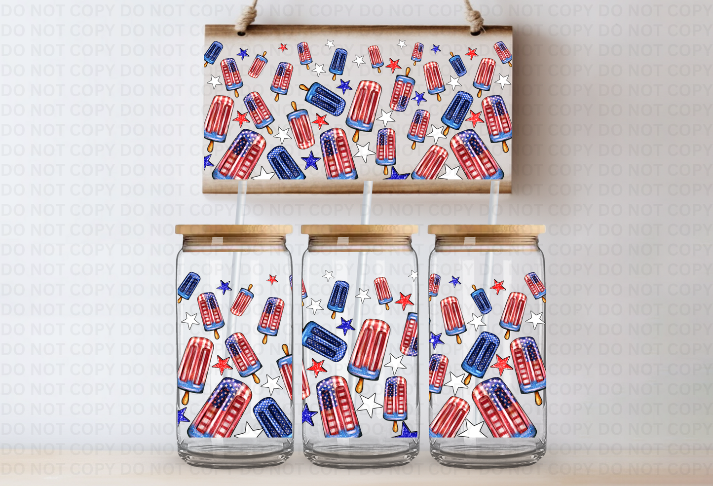 4th of July Ice Pop UVDTF 16oz CUP WRAP