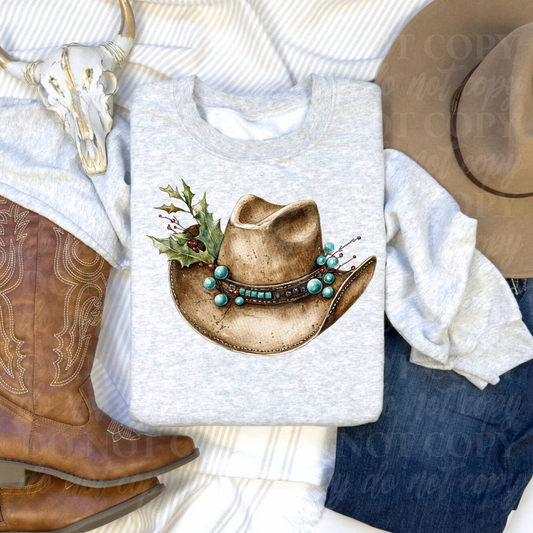 Cowboy Hat With Teal Holly