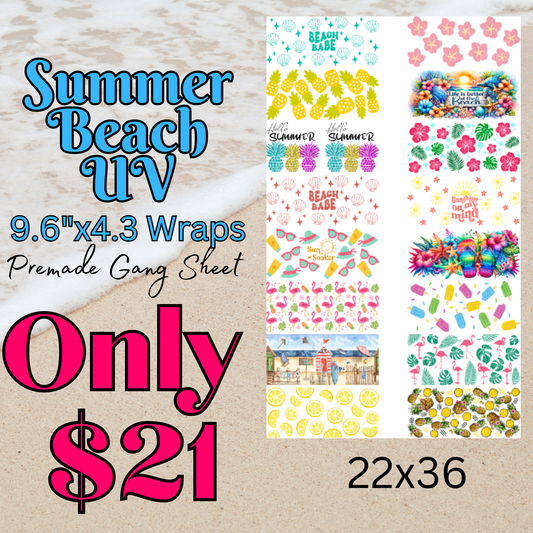 22x36 Summer Beach Premade UV DTF