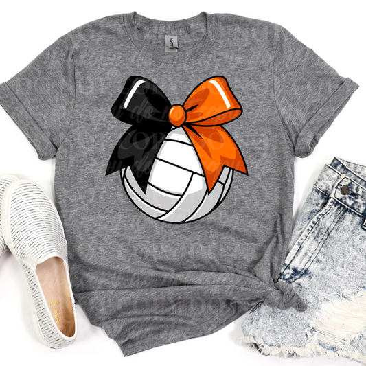 Volleyball Orange and Black Bow